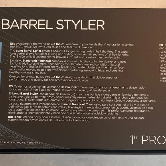 Bio Ionic Long Barrel Styler 1" Pro Curling Iron - Black - Picture 5 of 6